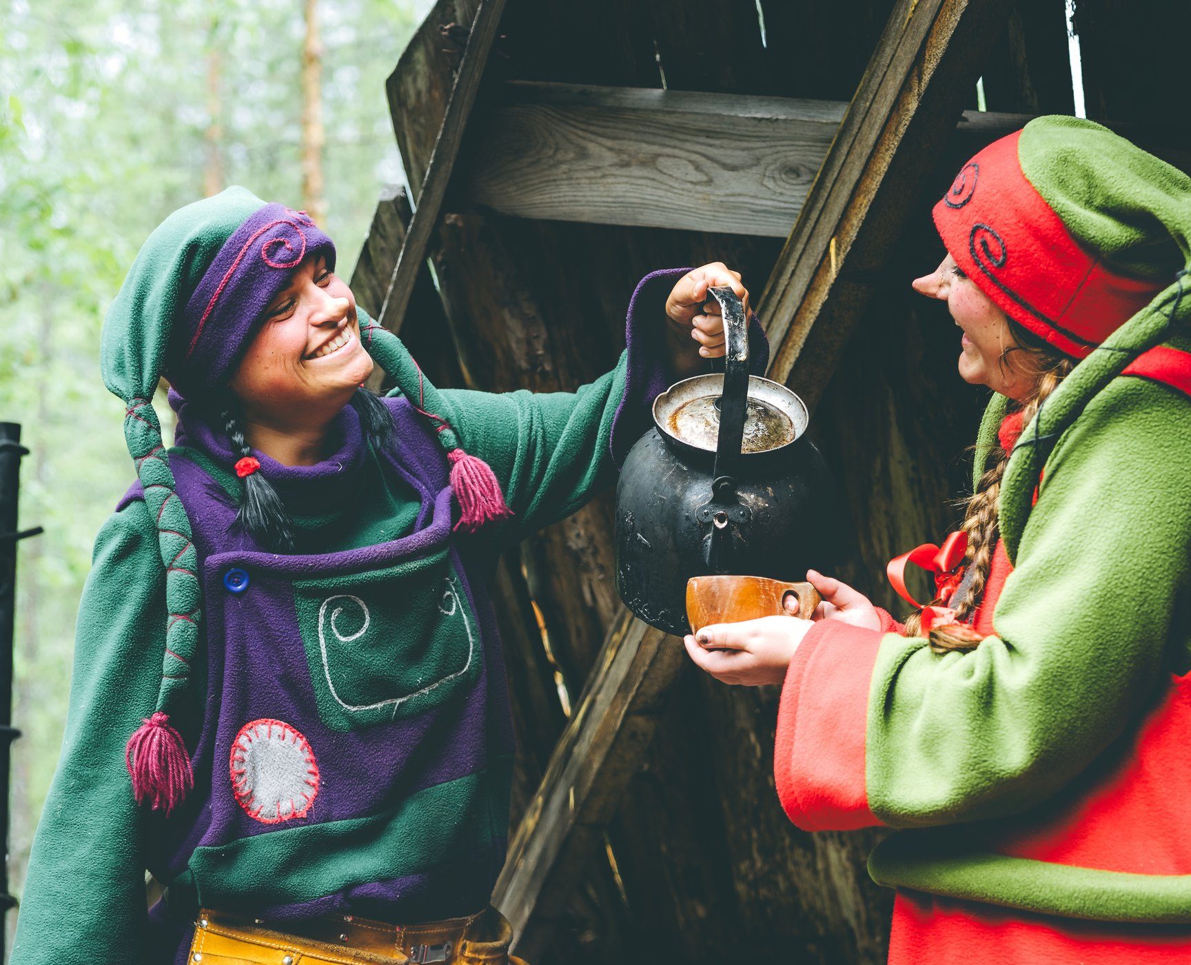 Spring in Santa Claus Secret Forest by the campfire