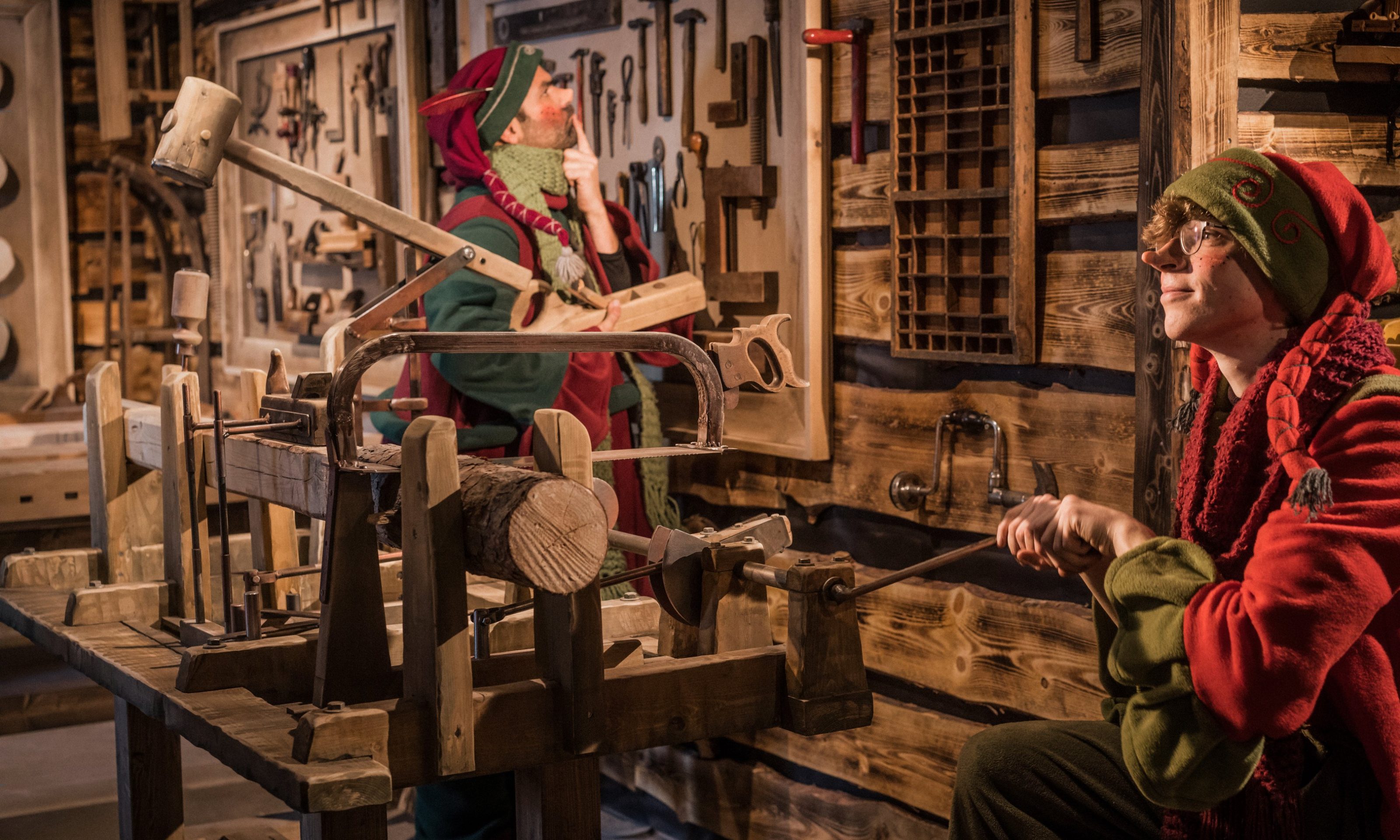 Santa Claus Secret Forest Toy Factory Elf working